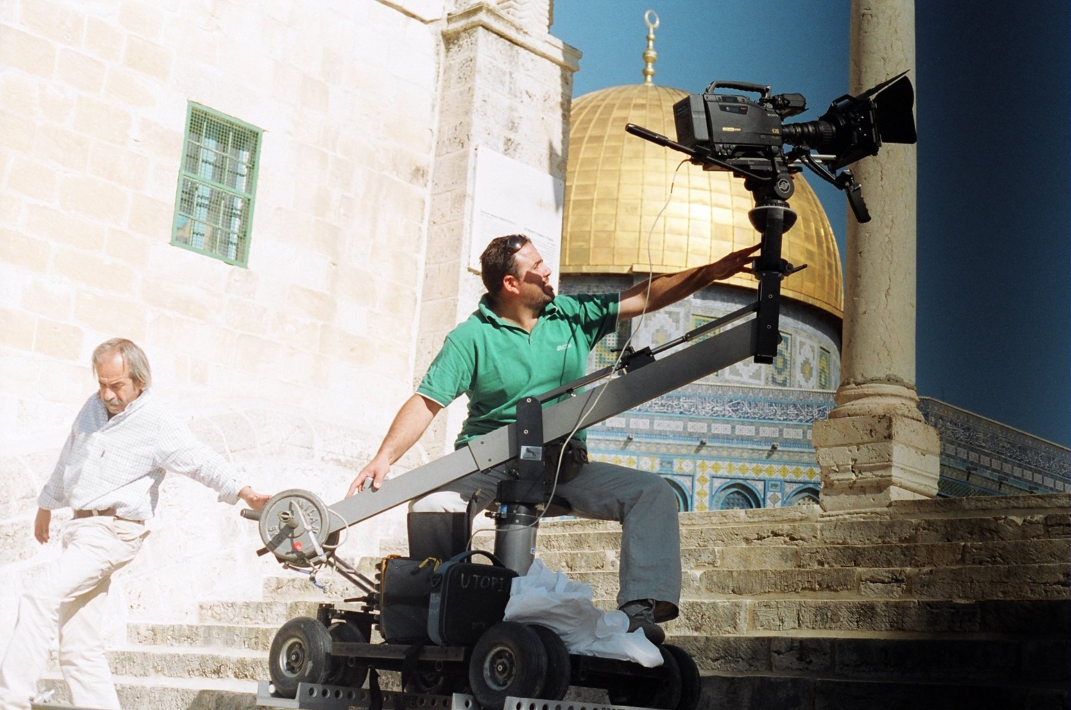 Crew filming with an HDW-F900R camera at Al-Aqsa